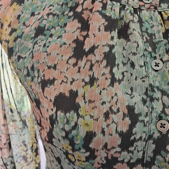 Vintage-Inspired Floral Midi Dress – Sheer Long Sleeves – Boho Chic - Picture 5 of 5